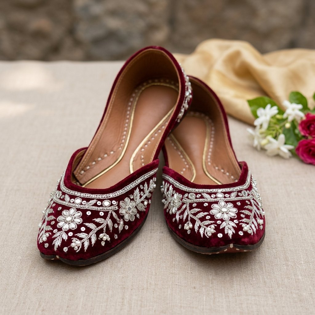 Maroon Velvet Jutti